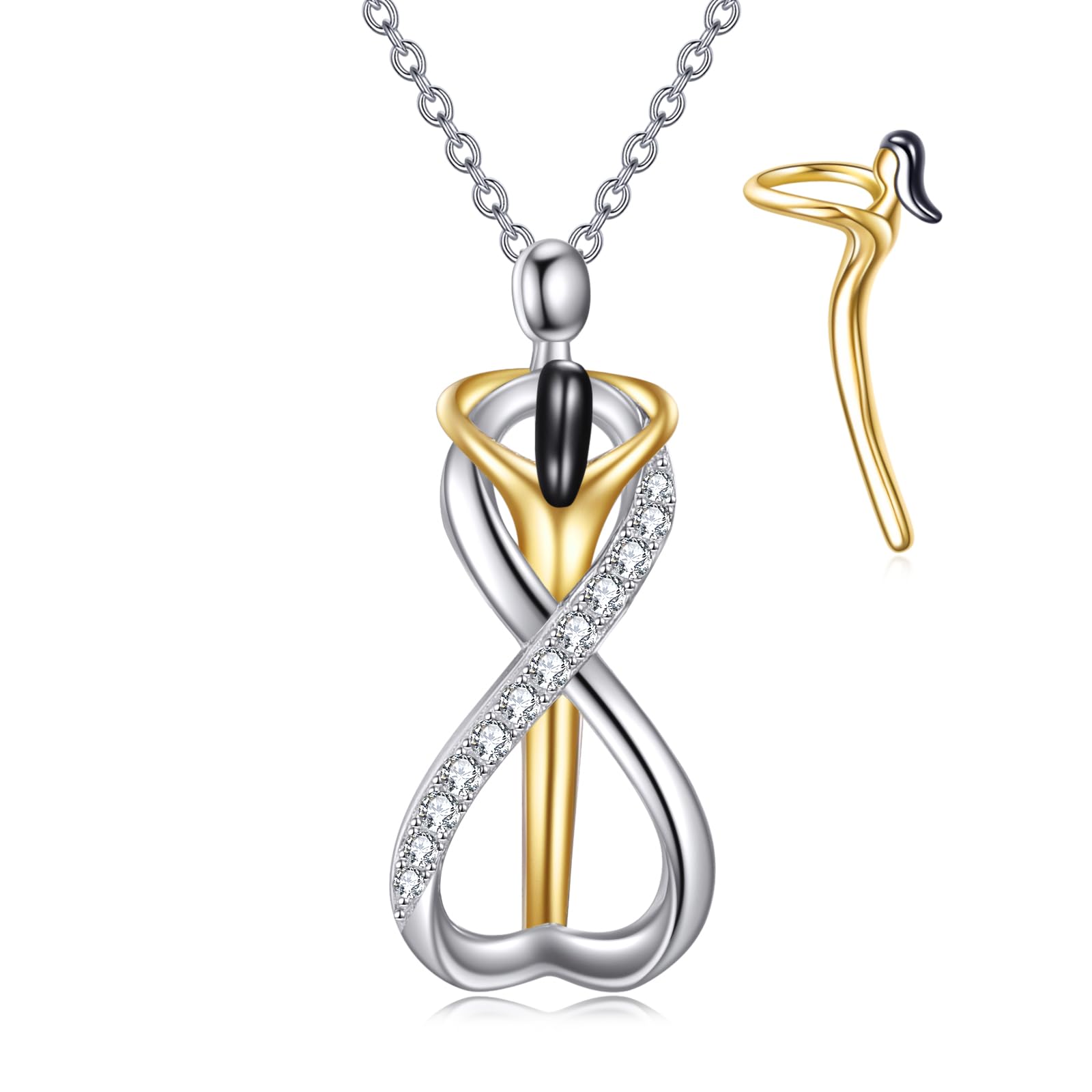 YFN Umarmung Halskette Sterling Silber Jahrestag Halskette Anhänger Schmuck Valentinstag Geschenke für Ihn Ihr Paar Damen Herren