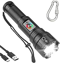 Maxesla 2 in 1 Torcia LED Potente Professionale, 25000 Lumen Torcia LED Ricaricabile con Luce da Campeggio, XHP360 Torcia Potente Impermeabile, Zoomabile per Passeggiate con Cane, Campeggio, Emergenze