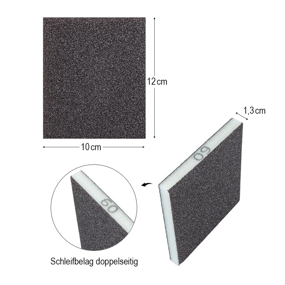 Ideen mit Herz Spugne abrasive, confezione da 6 pezzi, 10 cm x 12 cm x 1,3 cm, varie grane, morbidi cuscinetti abrasivi, flessibili