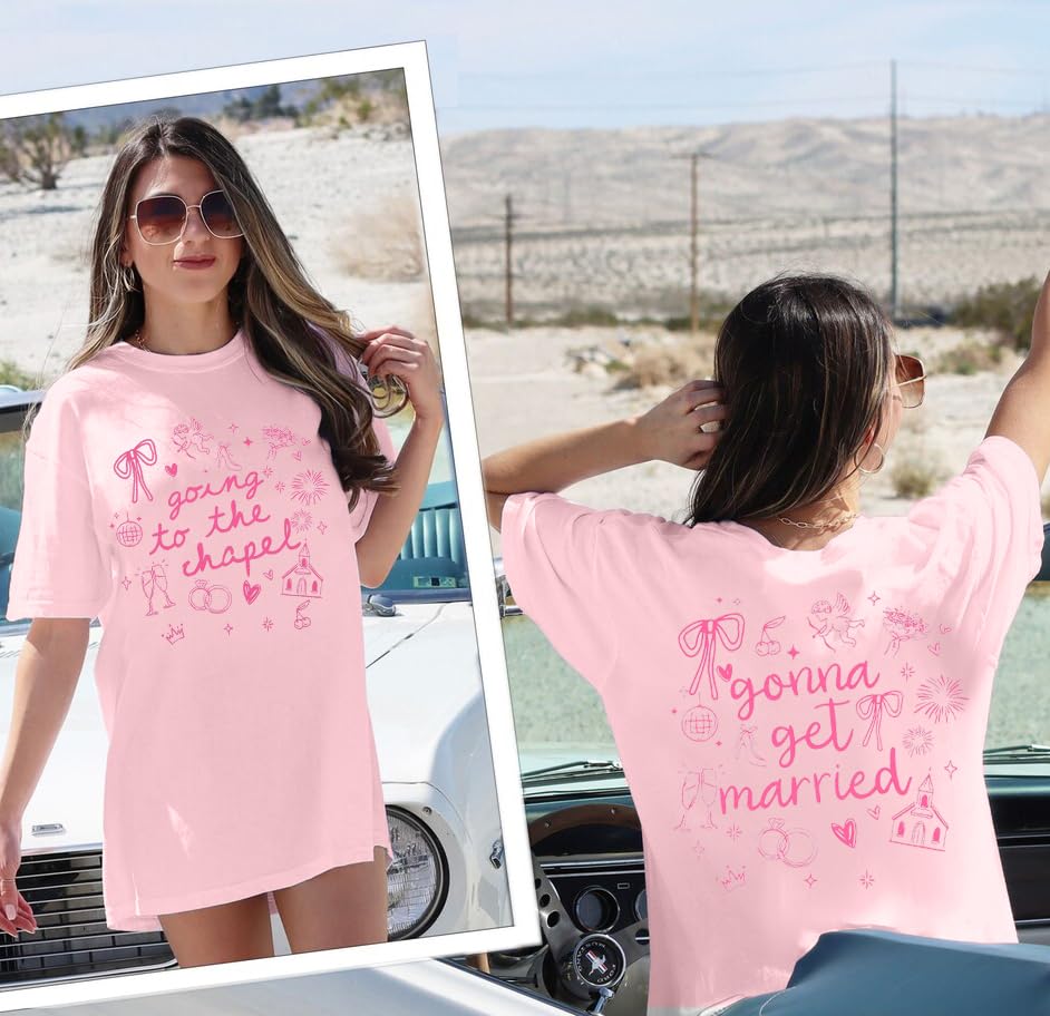 Going to The Chapel Shirt Bride to Be Tshirt Bride Engaged Tee Bachelorette Wedding Party Casual Short Sleeve Tops4