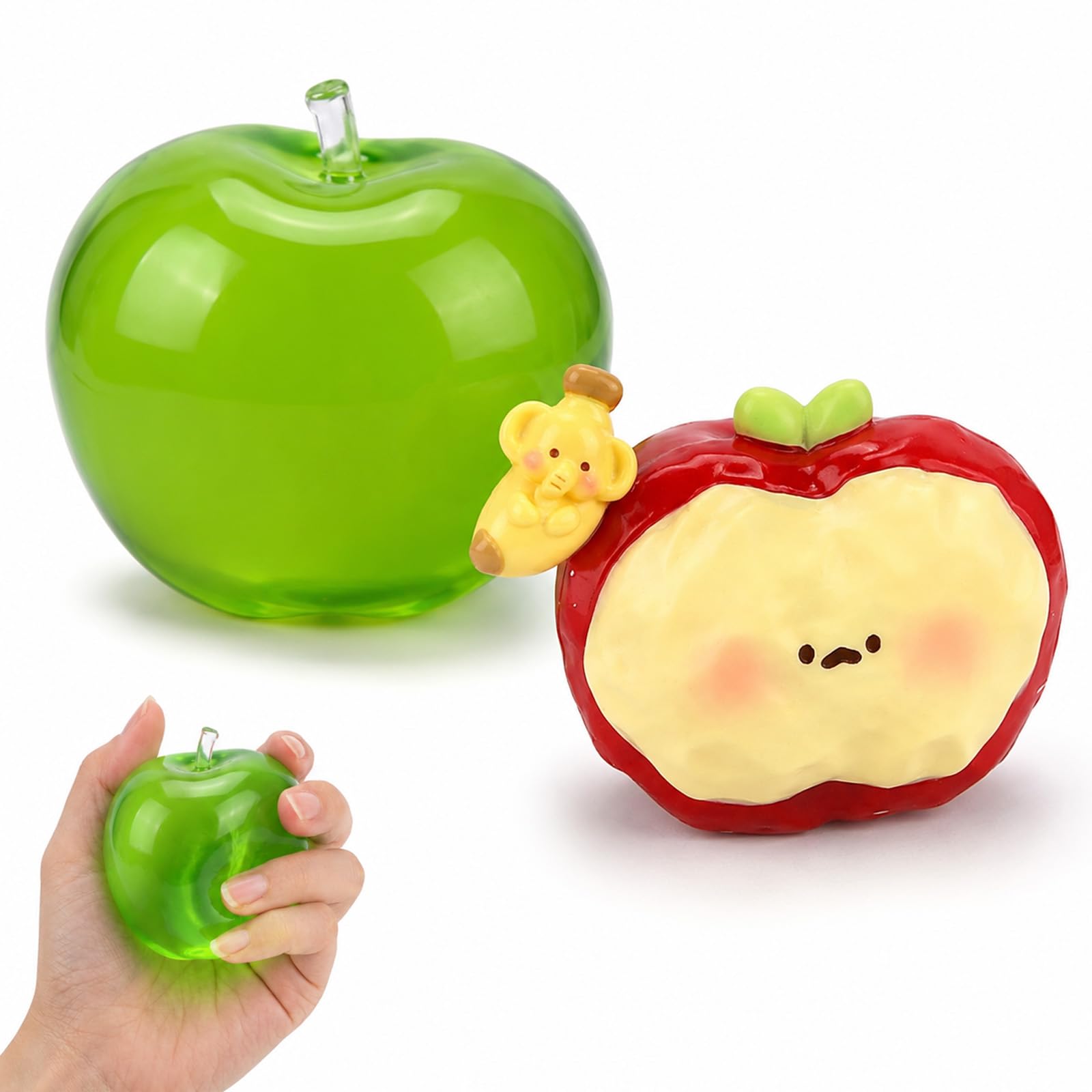 2 PCS Apple Squishy, Squishy Apple for Relaxation, Green Apple and Red Cream Smushers Set for Office