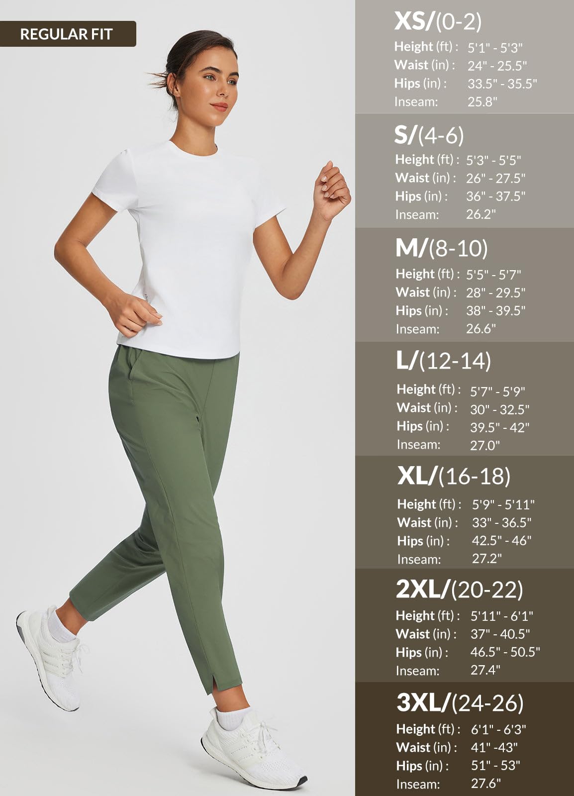 baleaf Pantalon de golf stretch pour femme avec poches zippées - Petite cheville - Robe de voyage - Travail - Affaires - Décontracté