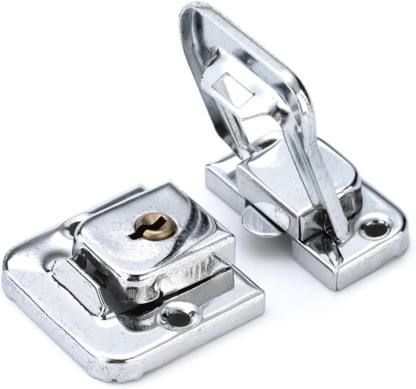 4Pcs J402 Box Hasp Cabinet Fastener Lock with Key Spring Latch Catch Toggle Iron Lock