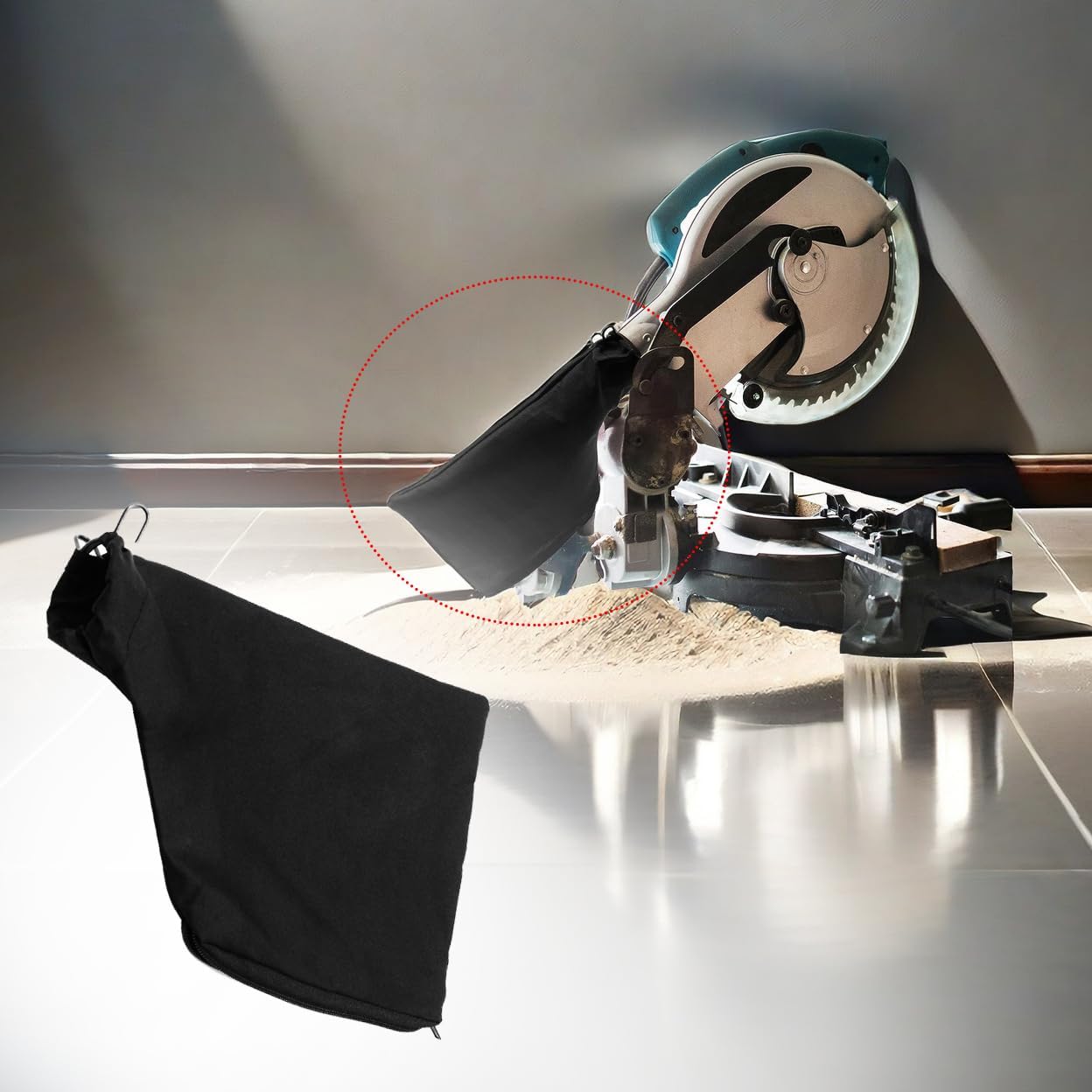 Generic 4 Pcs Dust Collection Bag Dust Bag Black Suitable for 255 Miter Saws With Zipper And Wired Adjustable Bracket for Tank Belt Sander, Edge Planer, Diagonal Saw-Black,Table Saw Miter Saw