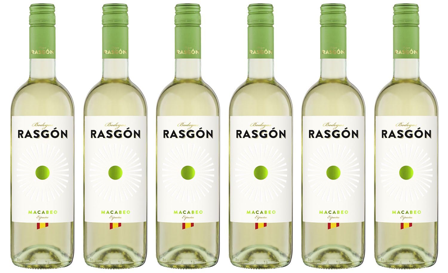Rasgon Macabeo Halbtrocken Weißwein – Fruchtig, Elegant & Ausgewogen – Spanischer Qualitätswein mit feiner Süße – Perfekt zu Fisch, Geflügel & leichten Speisen (6x0.75 l)