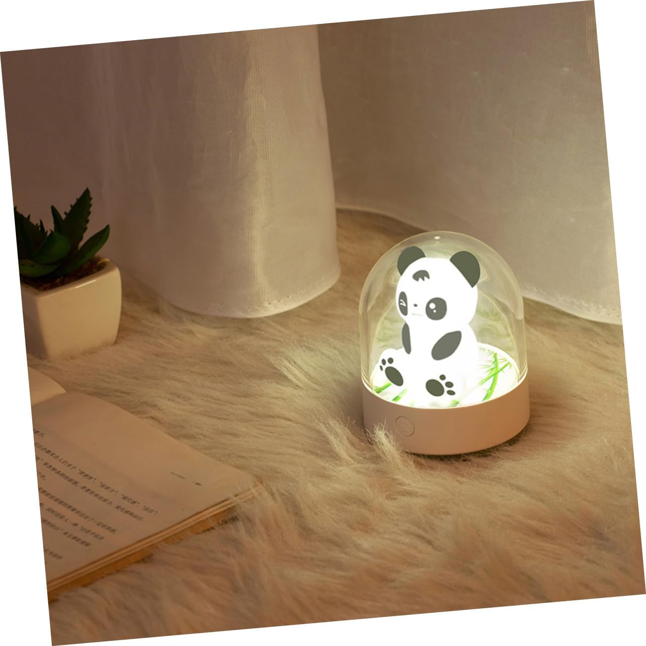 DOITOOL 2pcs Panda Night Light USB Charging Colorful Cartoon Night Lamp for Boys and Girls Room Decor Eye for Christmas Birthdays Valentine Day for Nursery