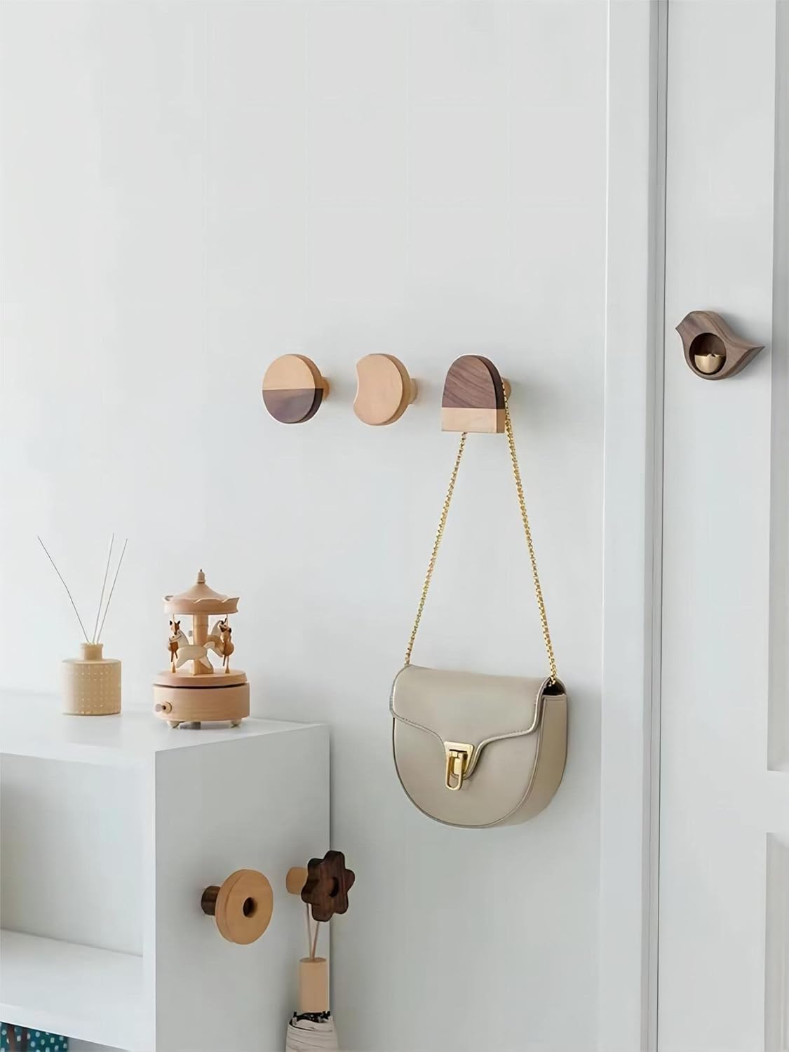 Door Bell, Raw Wood, Modern, Bird Shape, Gentle Sound Door Chime, Magnet, Entryway, Wind Chime, Chime Door, Home, Shop, Wall Hanging, Decoration, Door, Bell, Cute, Gift