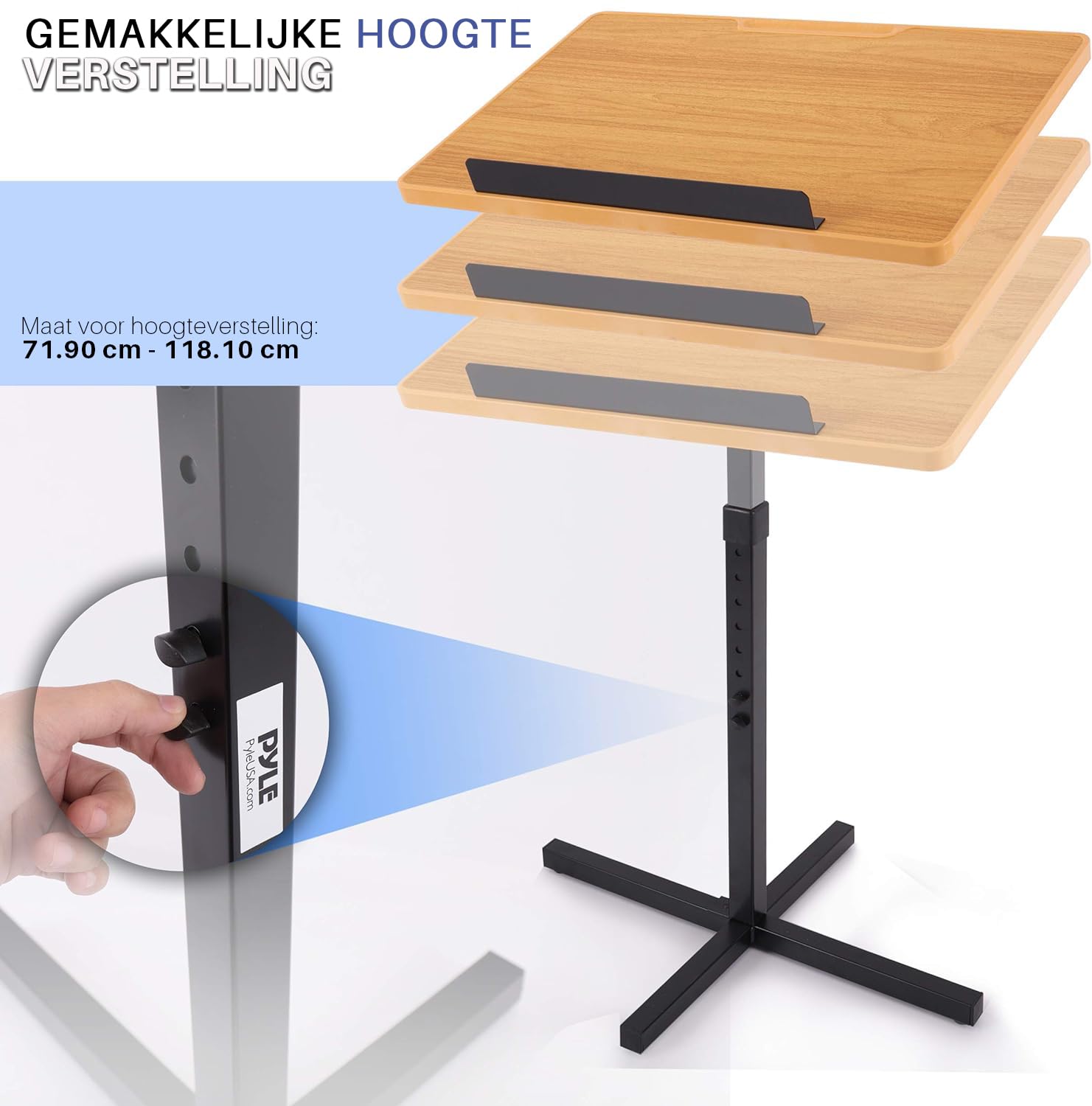 Pyle Portable Floor Lectern Podium, Stage Stand with Adjustable Height, Presentation Stand with Angled Top, Laptop and Books Stand