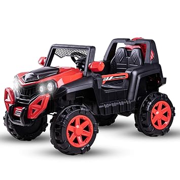 Baybee Dodge Baby Toy Car to Drive, Rechargeable 12V Battery Operated Ride-On Car for Kids Music Lights with R/C Jeep, Electric-Car, Kids Car, Racing Car for Boys & Girls Age 2-6 Years Old- (Red)