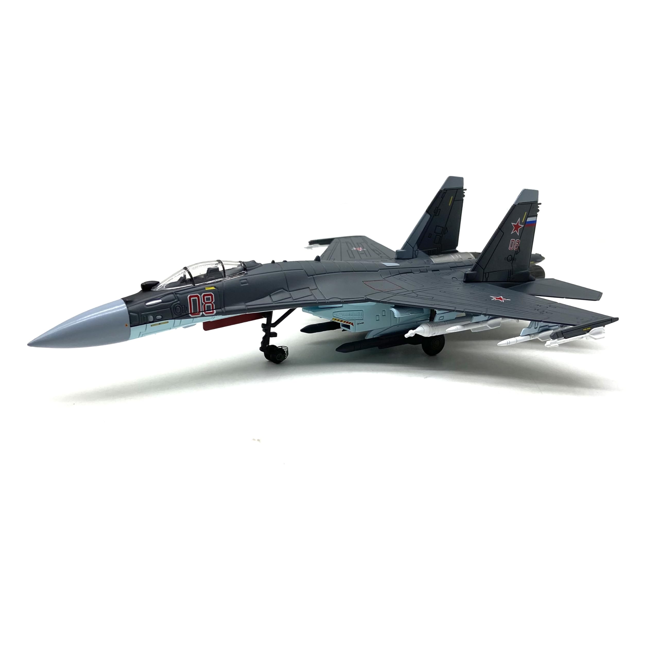 Enatuhter SU-35 Fighter Aircraft Model, 1:72 Scale Diecast Military Plane, Desktop Display Stand, Grey, 1/100 Scale - Image 2