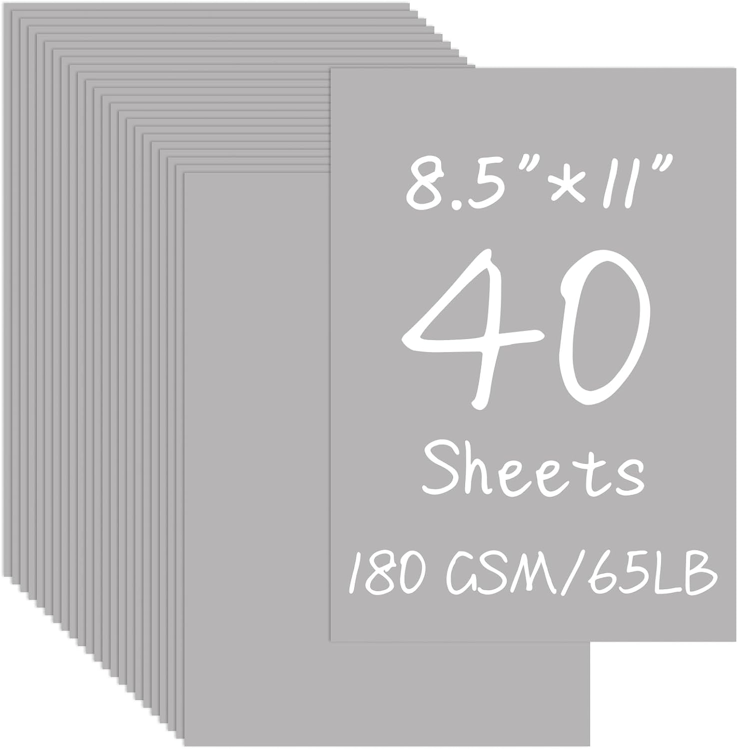 40 Sheets Gray Cardstock 8.5 "x 11", Craft Bulk Construction Paper, 180GSM Card Stock Paper for Card Making Decorations DIY