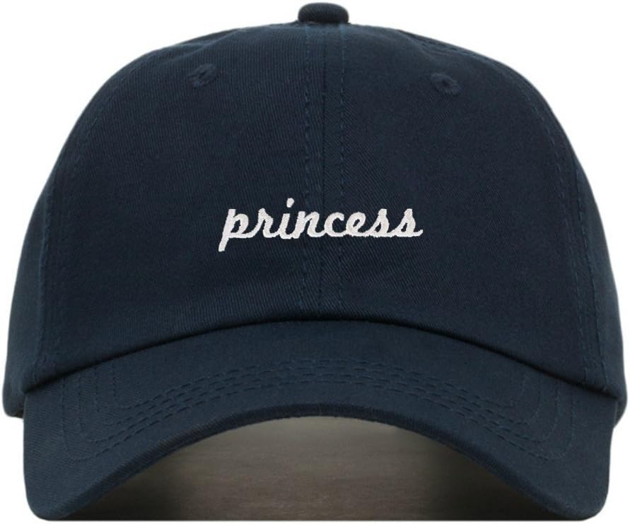 Princess Baseball Hat, Embroidered Dad Cap, Unstructured Soft Cotton, Adjustable Strap Back (Multiple Colors)