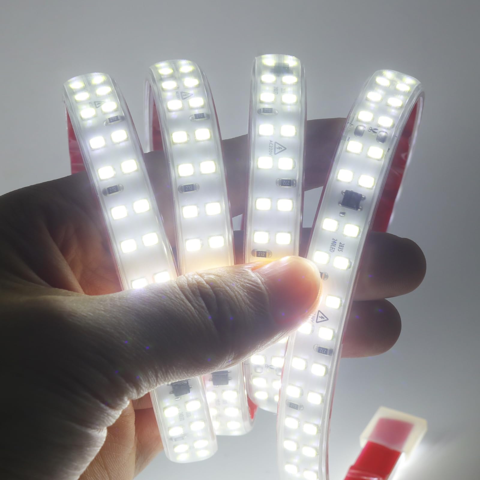 Tira LED 220V con Encendido/Apagado [20m, Blanco 6000-6500K], SMD2835, 240 LEDs/M IP65 Impermeable Flexible Tira LED CRI85+, Cortable 10cm, Decoración DIY para Hogar/Tienda
