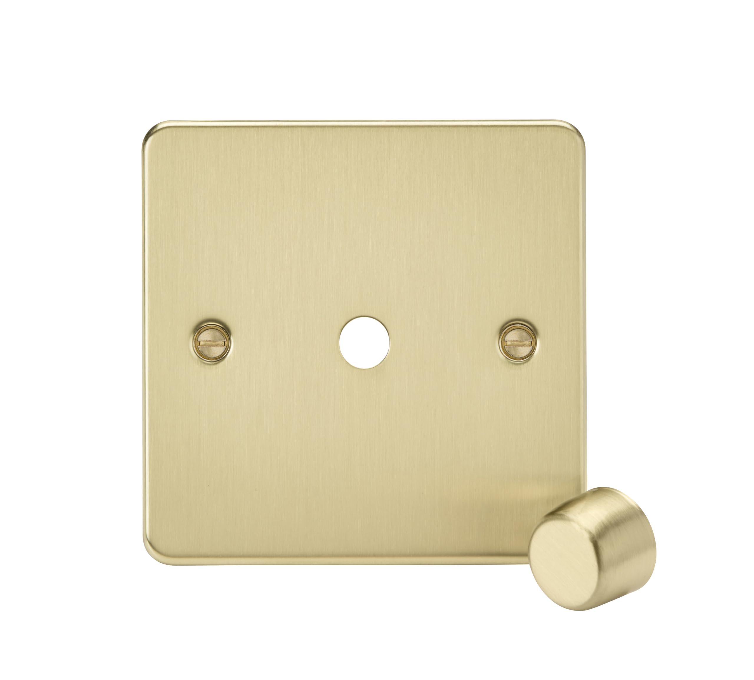 Knightsbridge 1G Dimmer Plate with Matching Metal Dimmer Cap - Brushed Brass