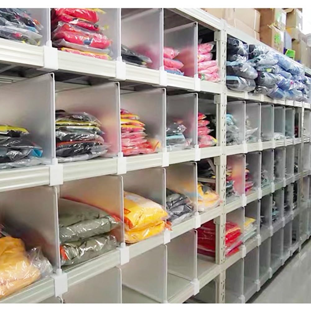 Divisores de estantes de plástico para organización de armario, separadores de almacenamiento de ropa, clasificadores fáciles para el hogar y la despensa, diseño de hebilla duradero y ajustable