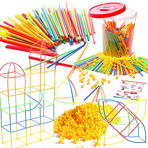 ikonka, Strohhalm Bauspielzeug, 1000 Teile, für Kinder, Steckstäbe - Straws, kreativ, für Mädchen & Jungen, Lernspielzeug, ab 3 Jahren, Kunststoff, Geschenk Cover