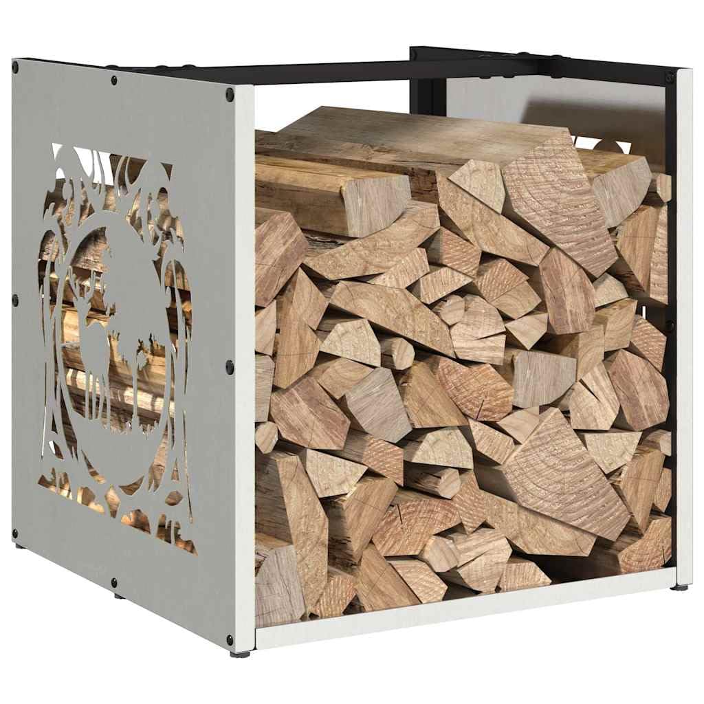 Brokky 864253 Rastrelliera per Legna da Ardere 40x40x40 cm in Acciaio Inox Legnaia da Esterno in Metallo, Ripiano per Legna da Ardere, Portalegna
