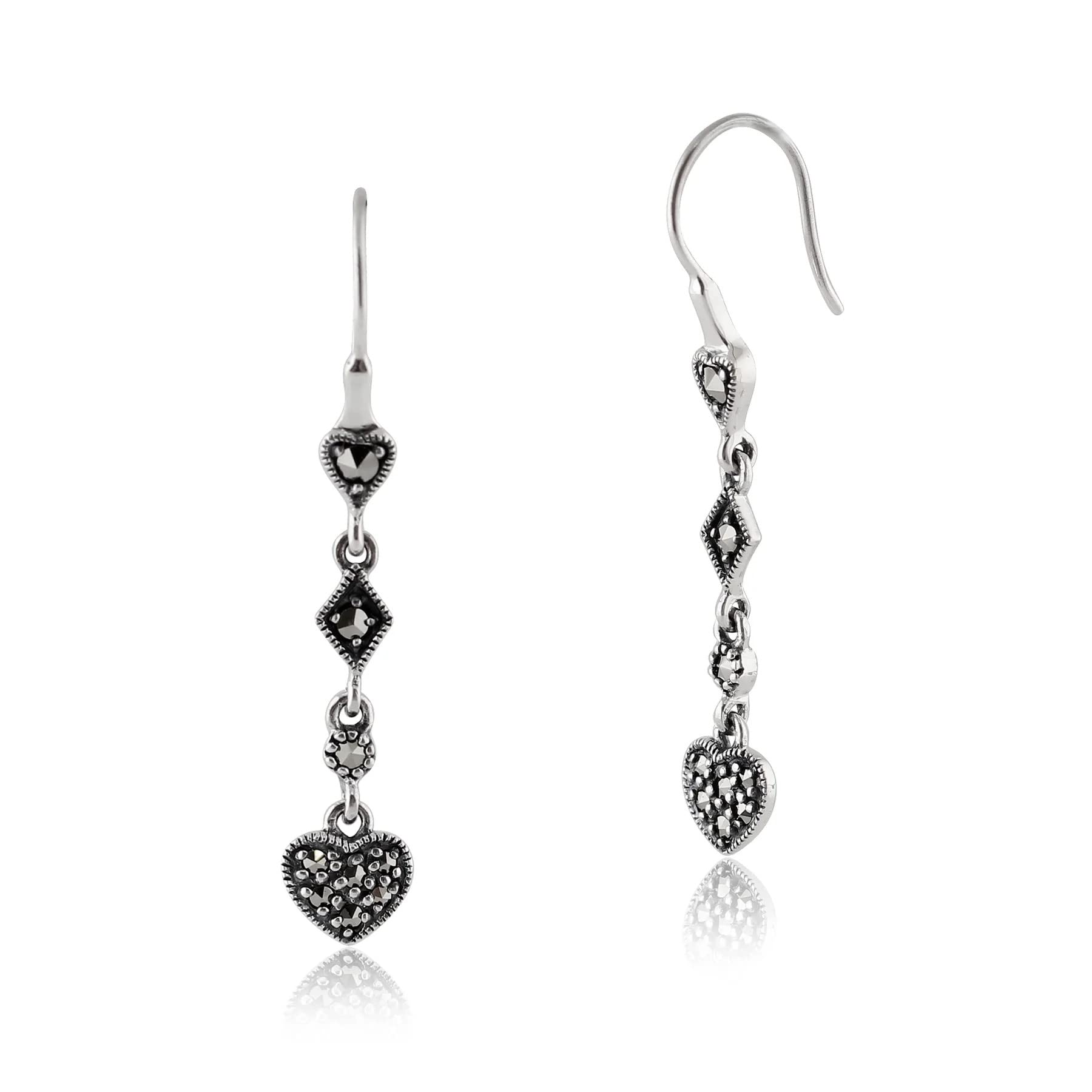 Gemondo Marcasite Heart Drop Earrings