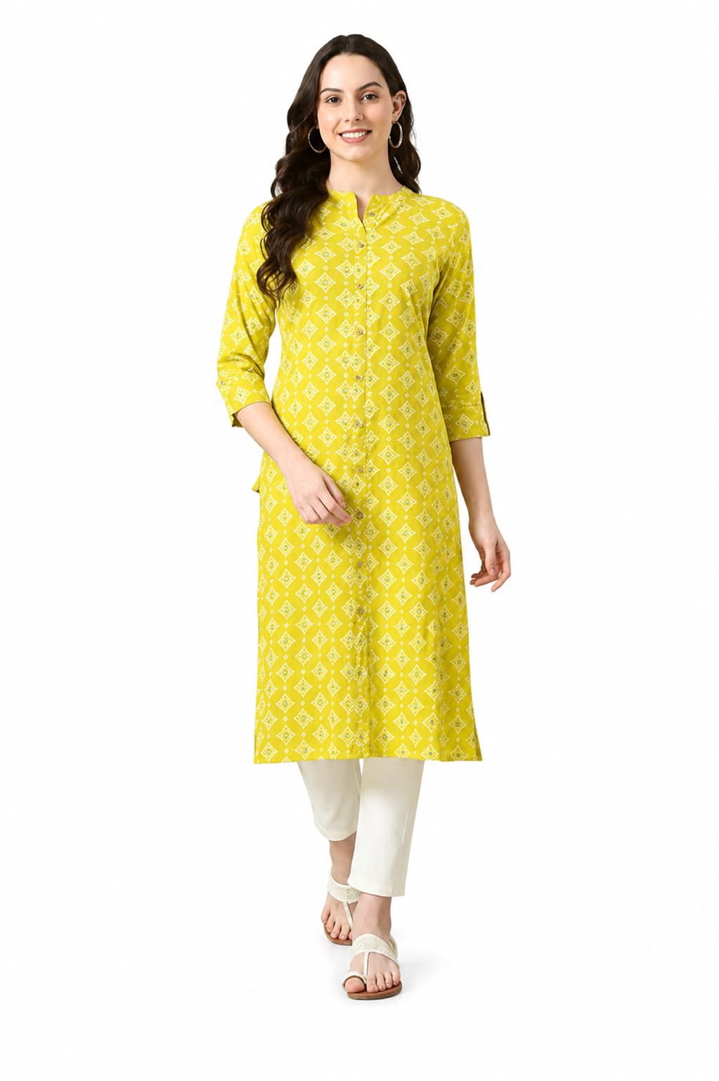 amazon brand - tavasya Women Rayon A-Line Kurta | Printed Ethnic Kurti | 3/4 Sleeve Casual & Office Wear | Kurta for Women-picture-23