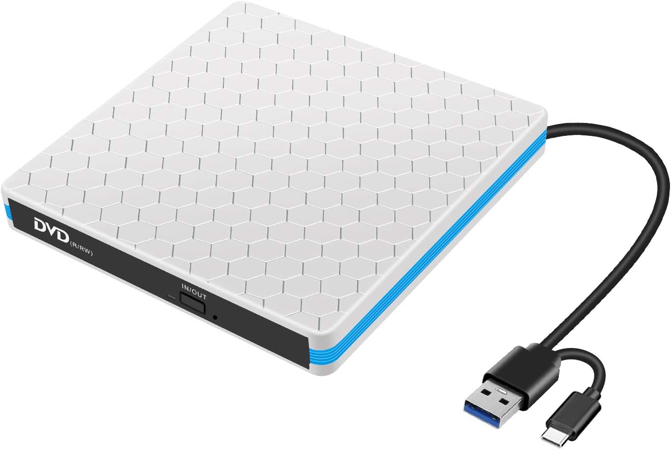 JBonest External DVD CD Drive with USB 3.0 and Type-C Interface, Portable USB CD-RW/DVD-RW Writer Reader Player Burner For Windows, Win10/XP/Win 7/Win 8 Laptop, Mac, Macbook Air/Pro, Apple, iMac