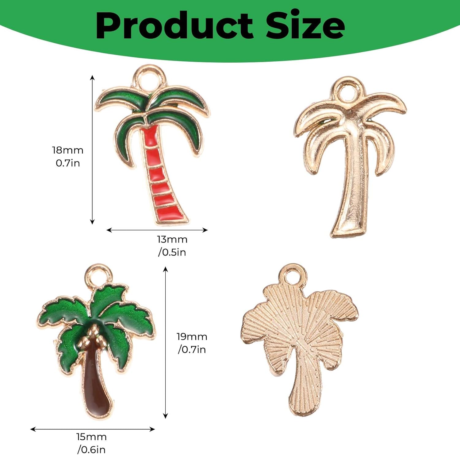 20 Pcs Bulk Coconut Tree Enamel Charms Beads Tropical Hawaii Palm Tree Charm Gold Plated Colored Pendants Pendant Bead Findings Accessories for Bracelet Earring Necklace DIY Supplies - Image 3