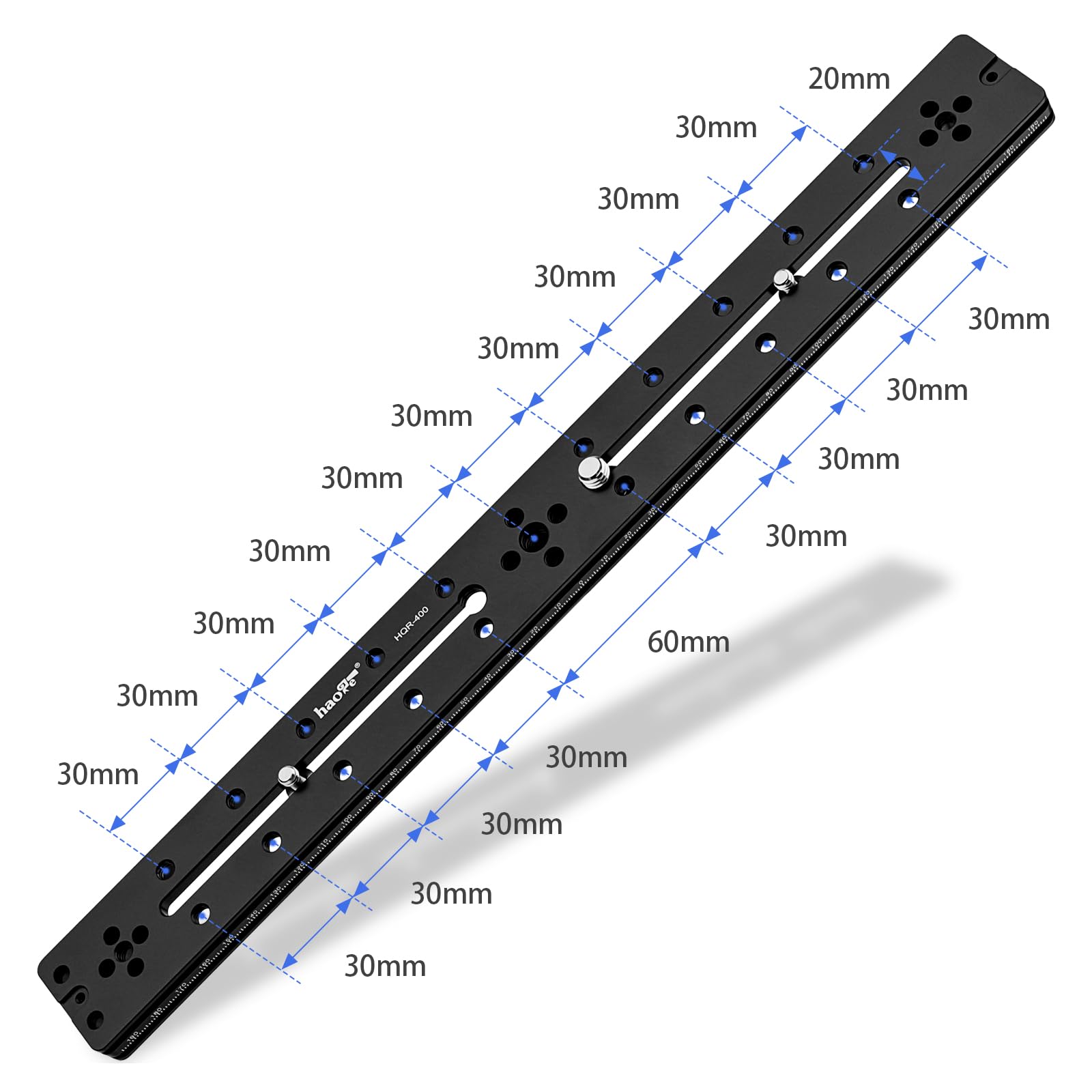 Haoge HQR-400 400 mm Piastra a sgancio rapido multiuso, prolunga, guida scorrevole per treppiede, morsetto a testa sferica, compatibile con Arca Swiss