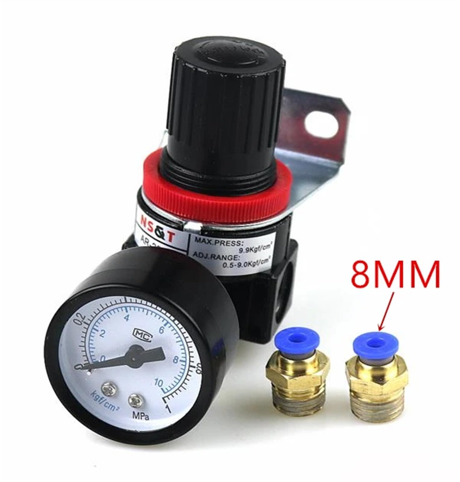 AR2000 G1/4'Pneumatyczny mikroregulator ciśnienia powietrza filtr jednostka przetwarzająca zawór z armaturą (Ar2000 8 mm)