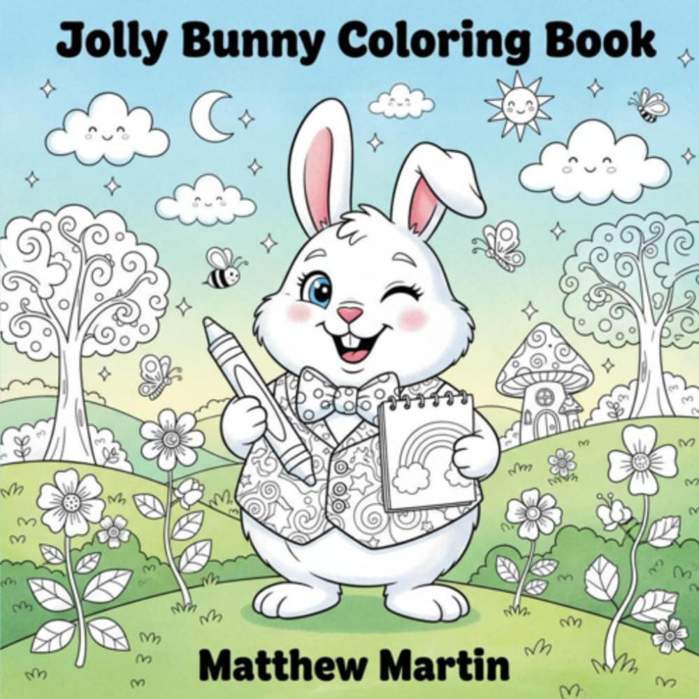 Jolly Bunny Coloring Book: A Cute Kawaii Christmas Bunny Coloring Book for Kids Ages 3–8+