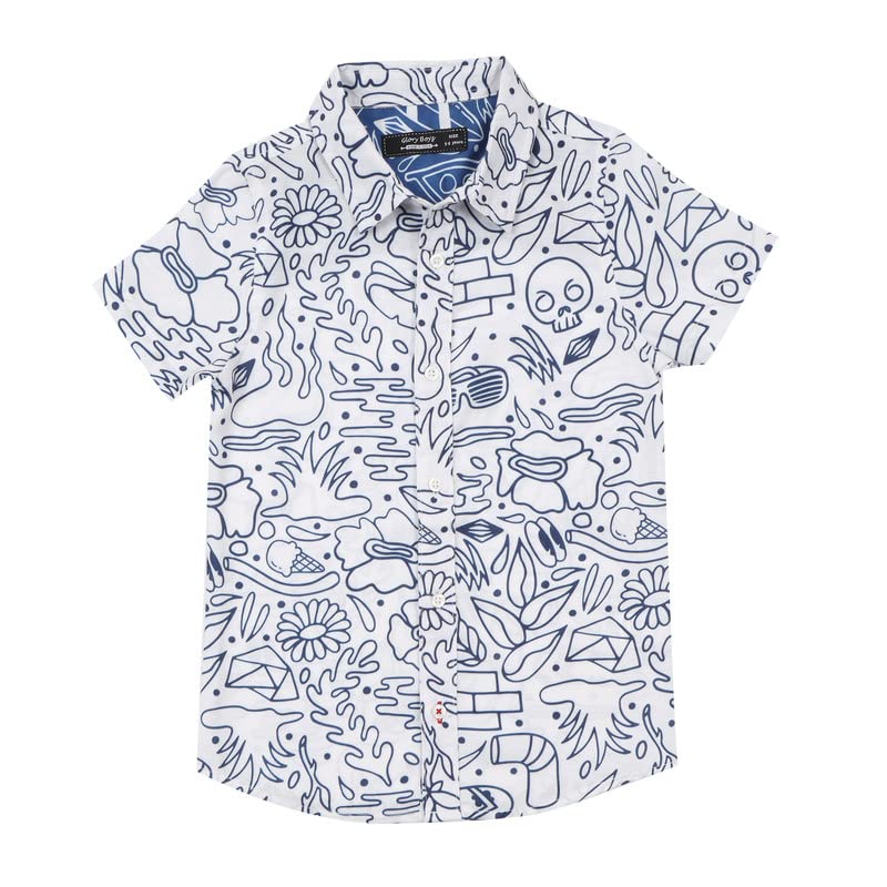 GLORYBOYZ Regular Fit Doodles Theme Printed Designer Classic Casual Trendy Comfortable Half Sleeve Soft Fabric Shirt for Boys & Kids