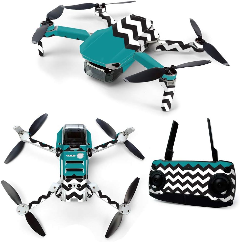 MightySkins Skin for DJI Mavic Mini Portable Drone Quadcopter - Teal Chevron | Protective, Durable, and Unique Vinyl Decal wrap cover | Easy To Apply, Remove, and Change Styles | Made in the USA (DJMAVMIN-Teal Chevron)
