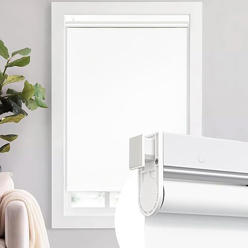 No Drill Roller Shades for Window, 100% Blackout Cordless Roller