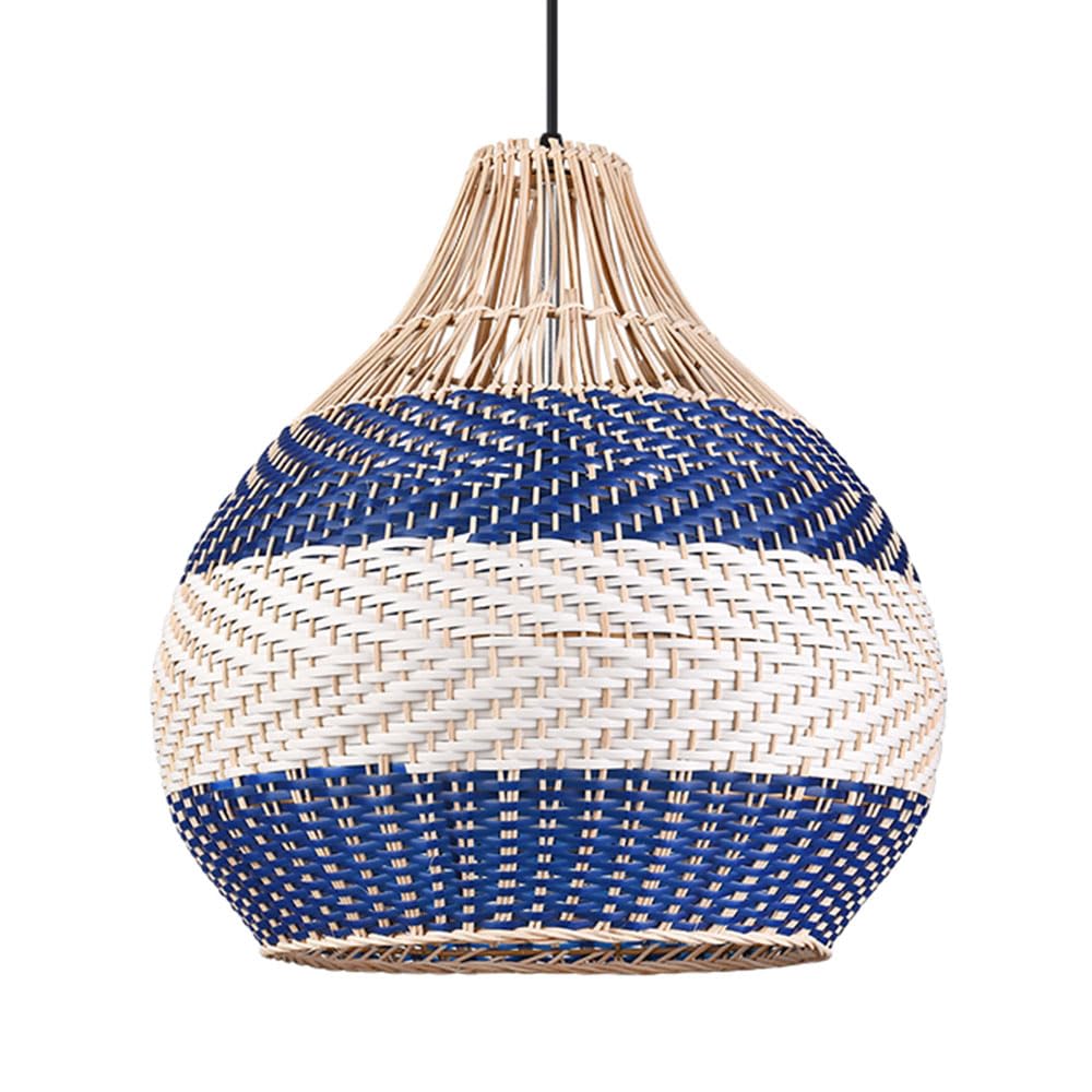 Blue Ceiling Mounted Light Bamboo Creative Drum Pendant Light Fixture French Style Chic Chandelier Decor for Living Room, Flush Mount Ceiling Light Fixture for Kitchen Island,Dining Room box openers
