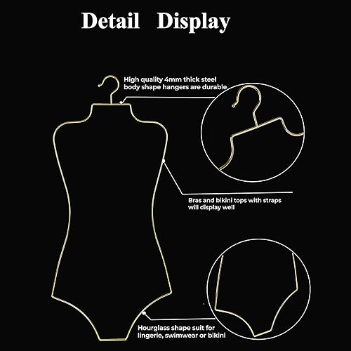 Miniatura 6 de Perchas de alambre para traje de baño, perchas de metal con forma de cuerpo (de mayor tamaño), perchas de metal para lencería de bikini, trajes de