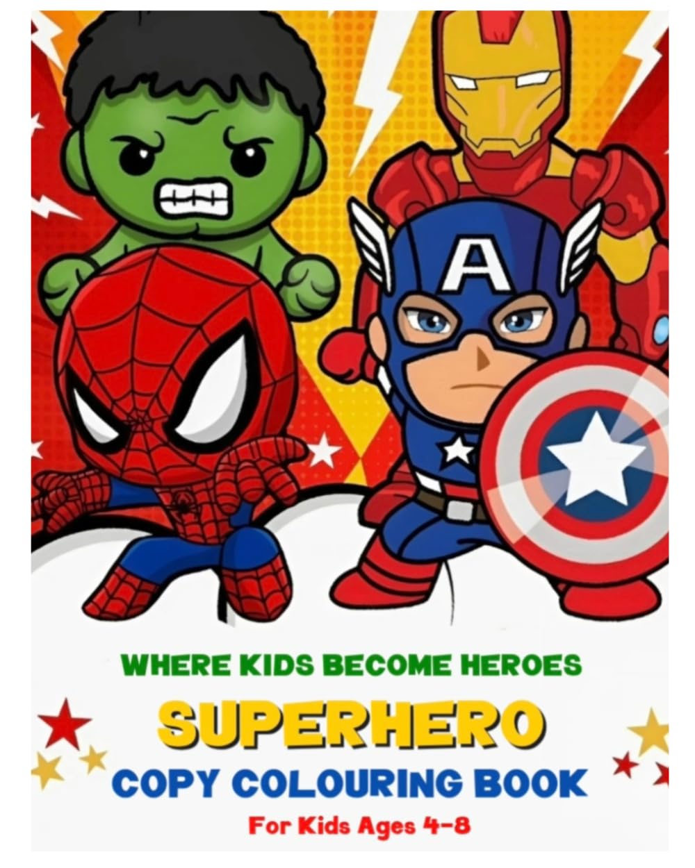 Cute Superhero Copy Colouring book for Kids Ages 4-8