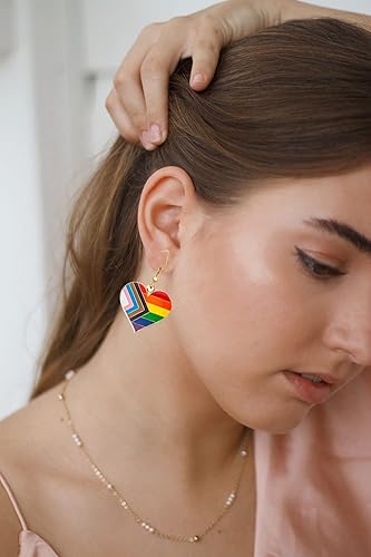 Miniatura 5 de Heart Shape Pride Dangle Earrings Gay and Lesbian LGBT Pride Gifts Jewelry