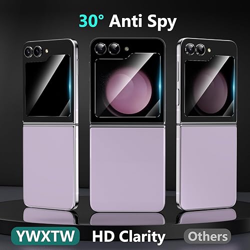 Miniatura 3 de YWXTW Bandeja de alineación mejorada para Samsung Galaxy Z Flip 5, 2 protectores de pantalla de vidrio templado para privacidad antiespía y 1 juego