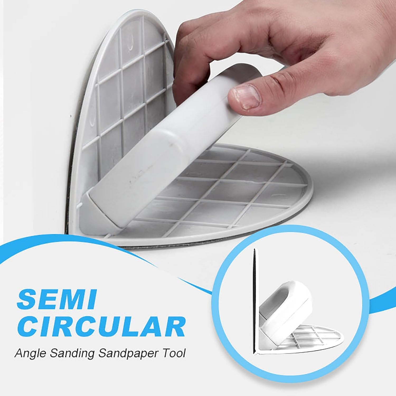 Kit De Ponçage Manuel Adhésif Pour Angles - Forme Semi-Circulaire, Avec 10 Papiers Abrasifs