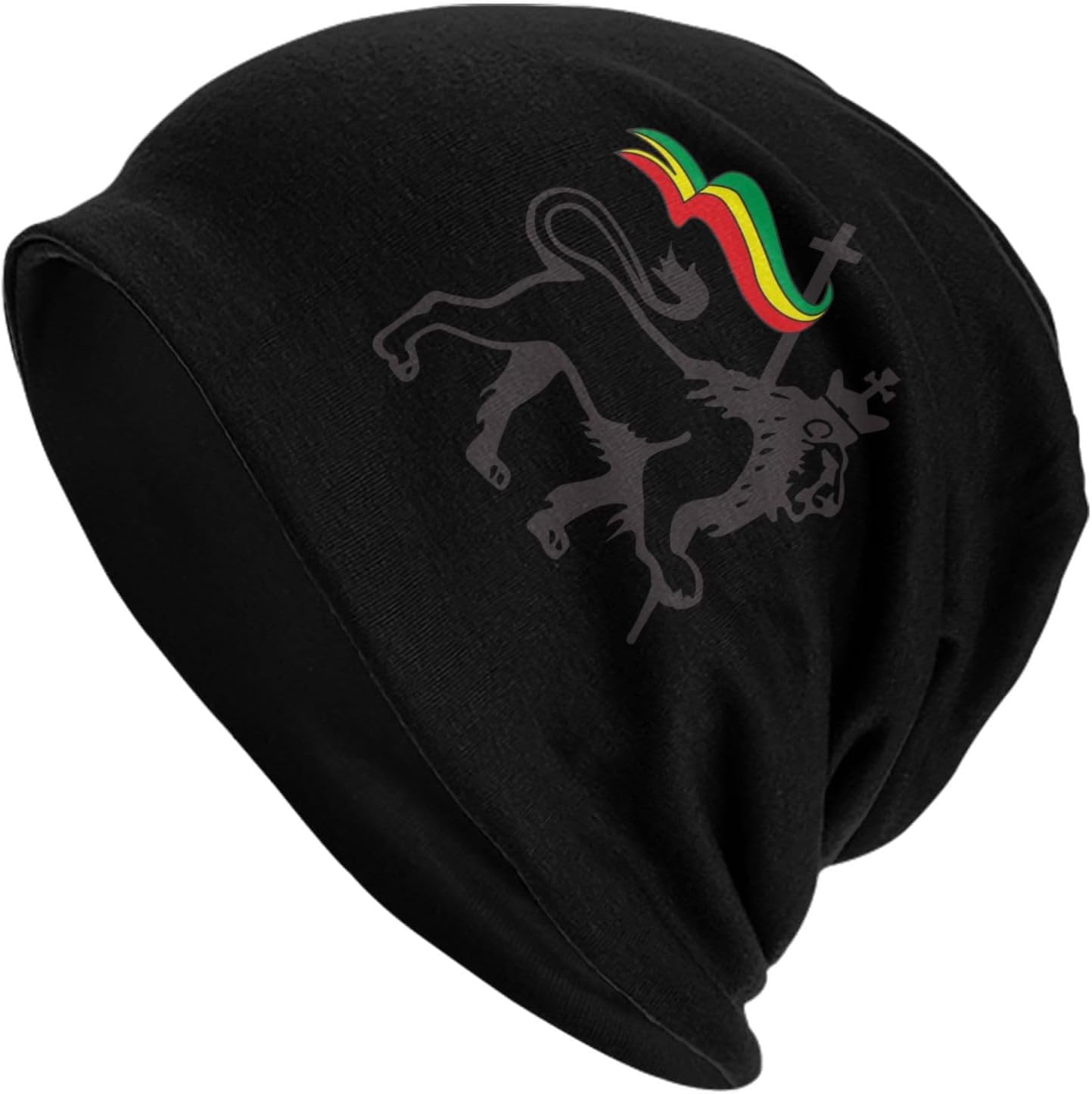 KWQDOZF Rasta Lion of Judah Adult Knitted Hat Beanie Winter Warm Skull Hat - Men Women Black