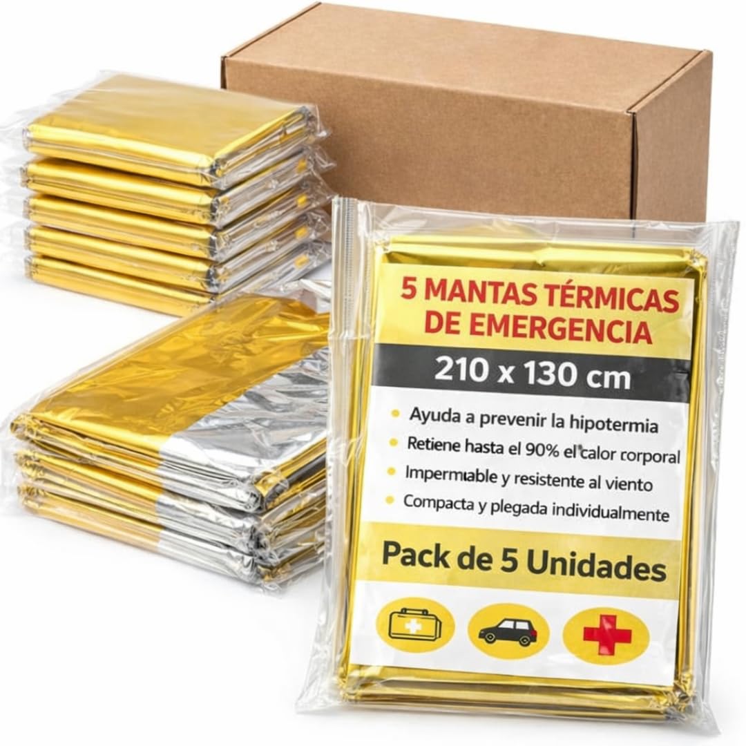 Manta Térmica de Emergencia Pack 10 Unidades – Manta Supervivencia Aluminizada Doble Cara Dorado/Plateado 210 x 130 cm – Prevención de Hipotermia para Coche, Montaña, Camping y Primeros Auxilios — view 8