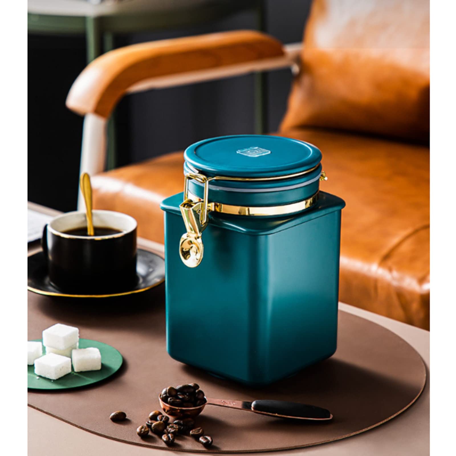 Teedose Luftdichter Teedose-Kaffeebehälter, unidirektionale Entlüftung, versiegelte Dosen, luftdichter Behälter, Tee-Kaffeedose 37 Unzen (1,1 l), geeignet for große Mengen Tee, Kaffeebohnen, Nüsse, Ke