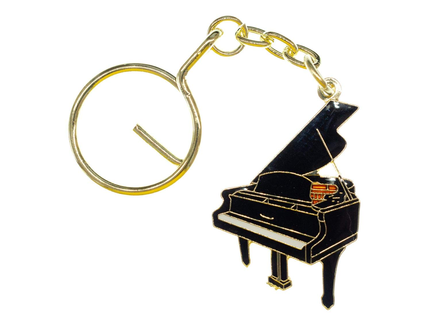 Portachiavi Elegante In Acciaio Inox Con Ciondolo Pianoforte E Spartiti