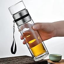 Glass Tea Infuser Bottle Double Wall 15oz, Water Bottle Tea and Water Separation Tea Bottle Mug Cup with Tea Infuser, Tea Bottle with Infusers for Loose Tea, Father's Day Gift /350ML