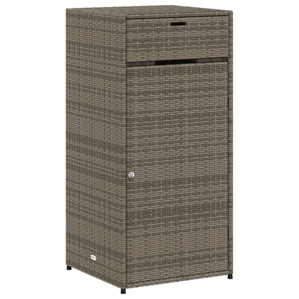 KOIECETA Gartenschrank Geräteschrank mit viel Stauraum Beistellschrank Schrank mit Türen Balkonschrank Terrassenschrank Poly Rattan (Grau, 55x55x111 cm)