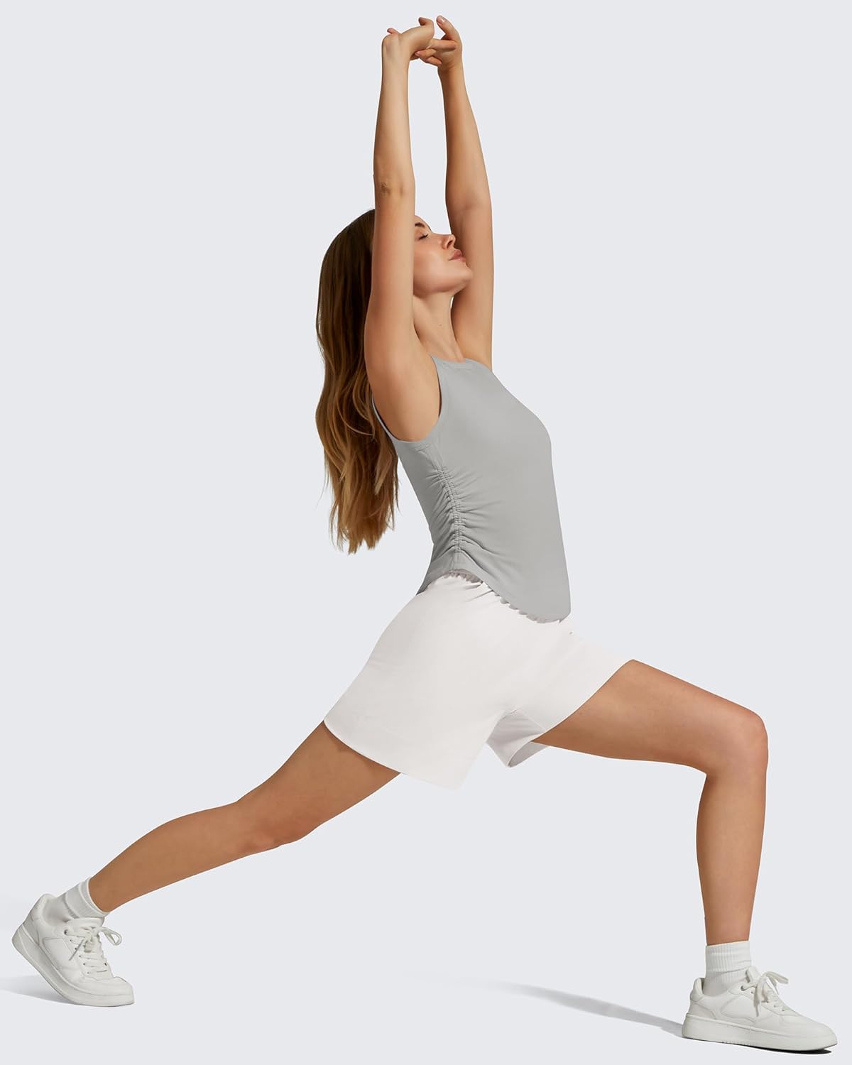 G4Free Ruched Side Workout Tank Tops Woman High Neck Waist Length Gym Tanks Soft Relaxed Fit for Training - Image 6