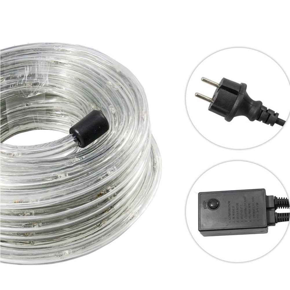 Tubo Luminoso a LED per Natale luci natalizie per Esterno e Interno impermeabile 30 metri 720 led luce BIANCO FREDDO con controller per 8 Giochi di Luce