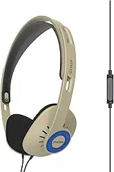 Koss Fones de ouvido supra-auriculares KPH30iRB, microfone embutido e controle remoto por toque, sistema retrô, design de perfil D, com fio com plugue de 3,5 mm, bege