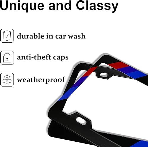 Miniatura 4 de Placa de matrícula para logotipo, soporte de placa de matrícula BMW de acero negro de alta calidad, compatible con todos los vehículos, accesorios