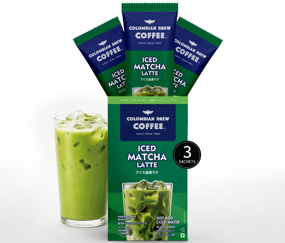Colombian Brew Iced Matcha Latte Premix | Instant Japanese Matcha Green Tea Latte | 3 Sachets x 20g (60g) | Creamy Café Style Iced Matcha Drink-image-2