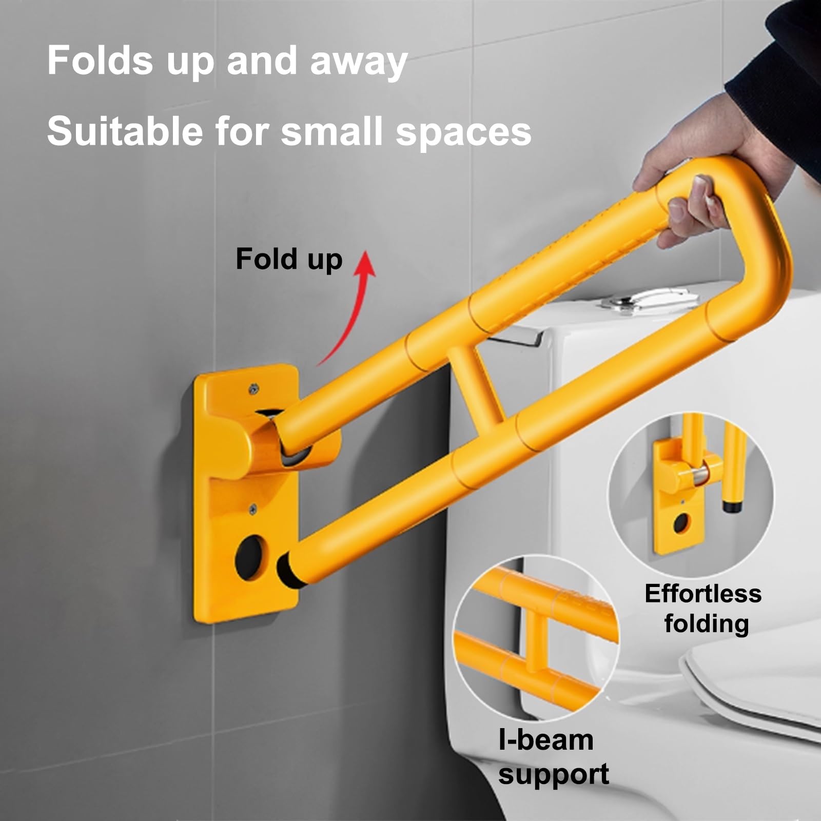 Barra de seguridad abatible de acero inoxidable para baño, pasamanos de agarre seguro para personas mayores y discapacitados