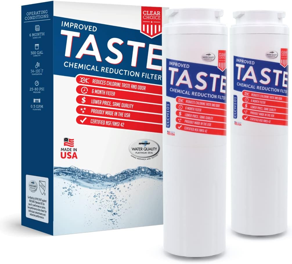 - Clear Choice Taste Filter Replacement for Whirlpool UKF8001 WF50 Filter Compatible with EDR4RXD1 EFF-6013A FILTER4A FILTER4 Refrigerator Water Filter, NSF/ANSI 42, Box of 2, Made in the USA